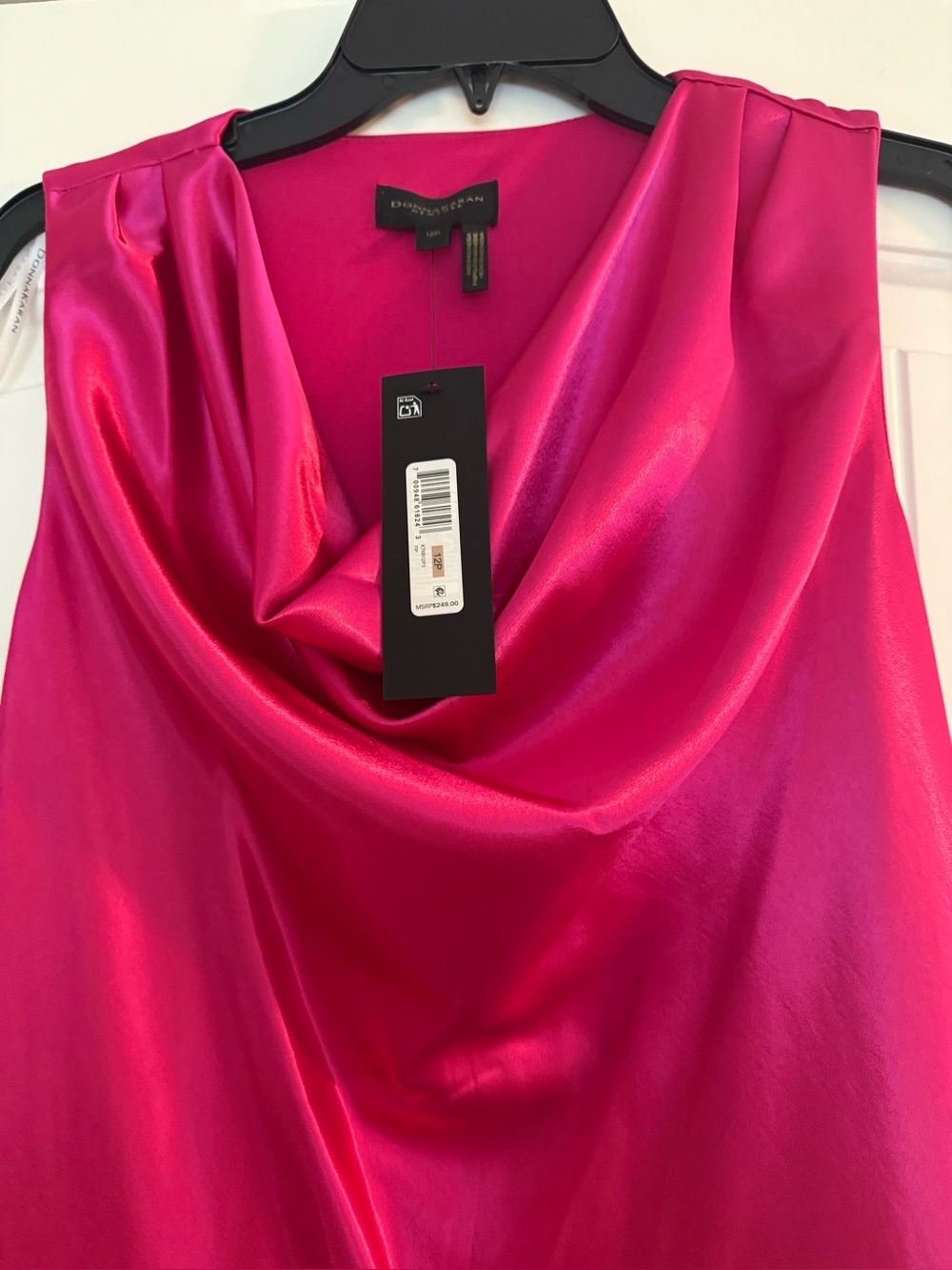 Donna Karan Hot Pink Satin Strapless Dress
